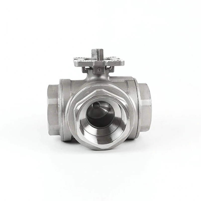 Robinet à boisseau sphérique à trois voies avec port en L pour support de montage direct ISO 5211