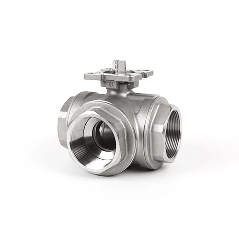 Robinet à boisseau sphérique à trois voies avec port en T pour support de montage direct ISO 5211